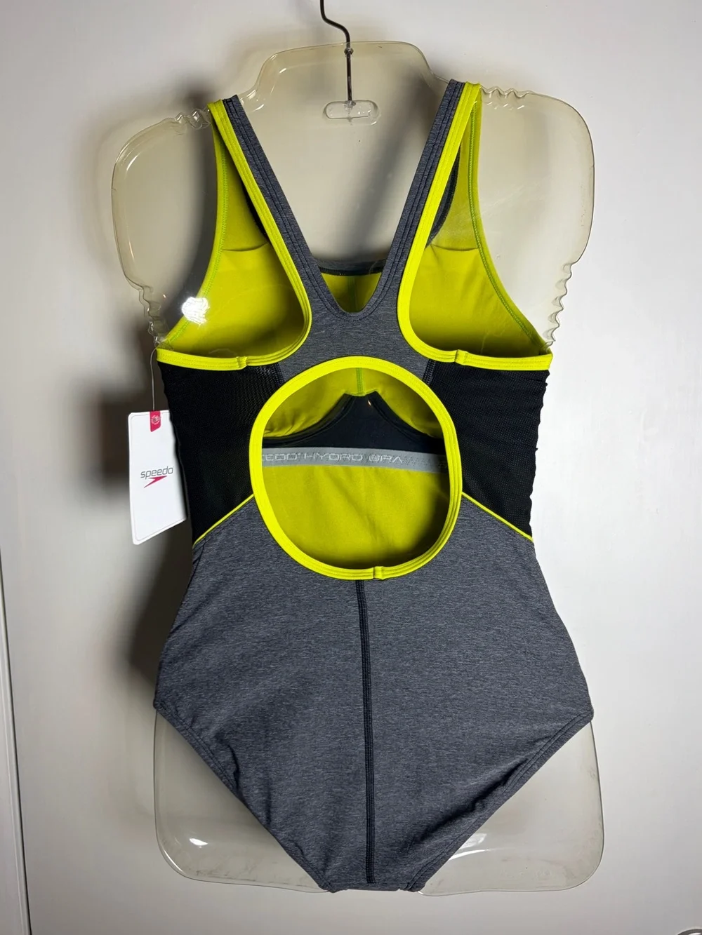 Speedo Women's One-Piece Quantum Fusion Splice Fitness Swimsuit; Heather Grey